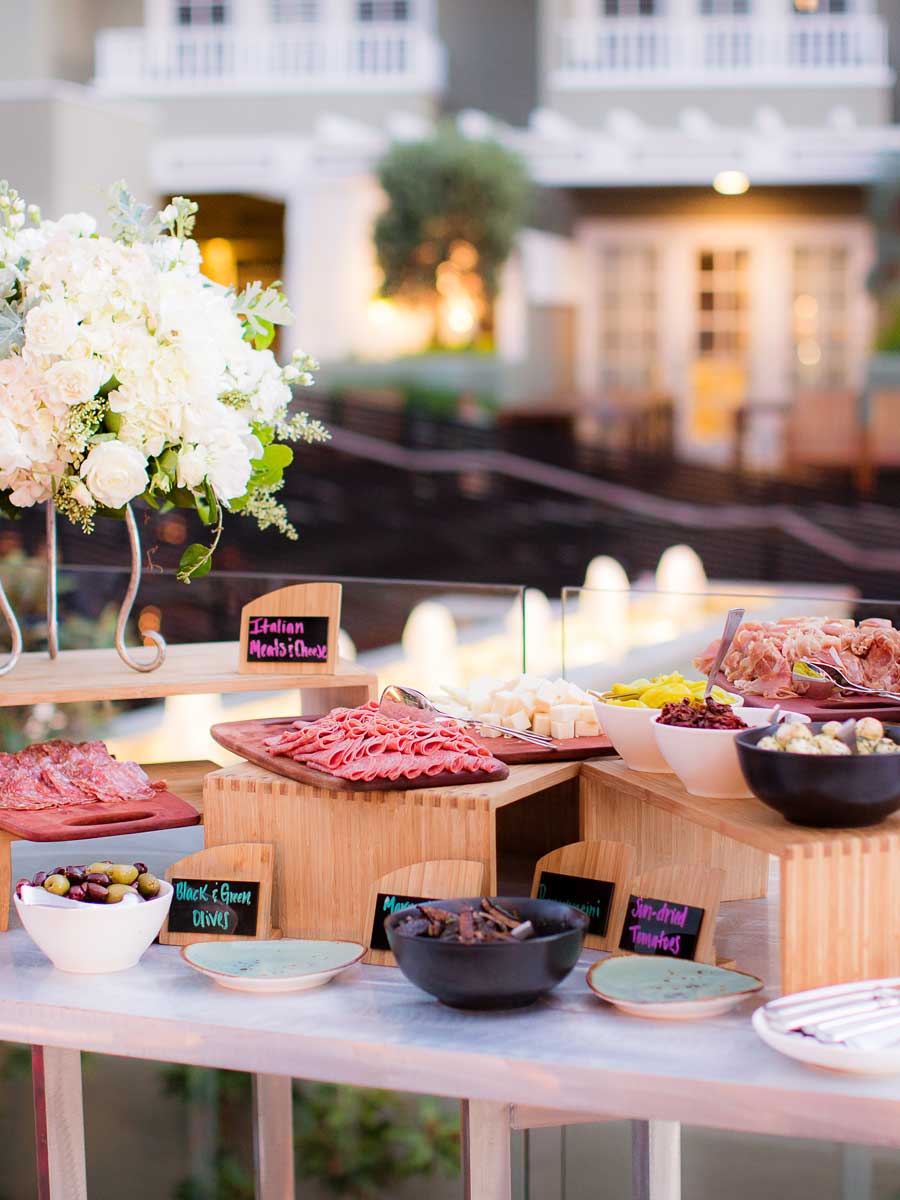 Wedding reception buffet at L'Auberge Del Mar