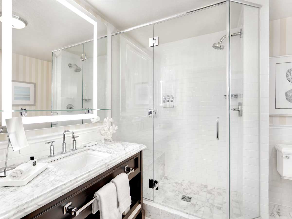 Bathroom with sink and shower