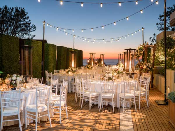 Sunset from the terrace at L'Auberge Del Mar event