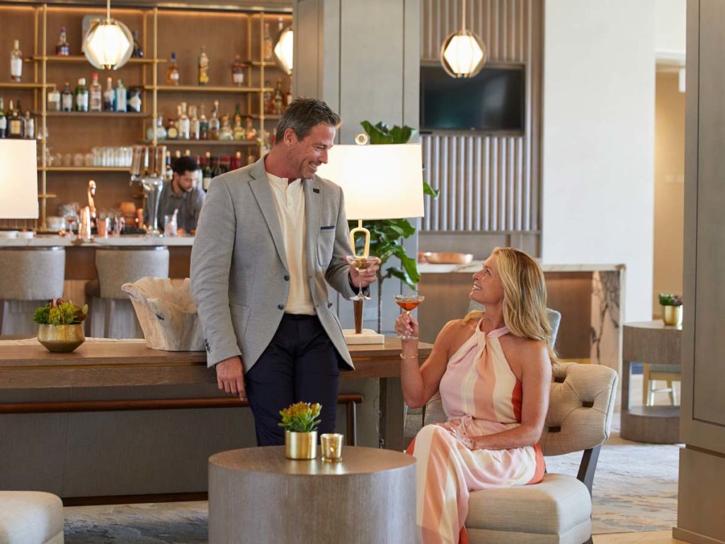 Couple Having Drinks At The Lobby Bar.